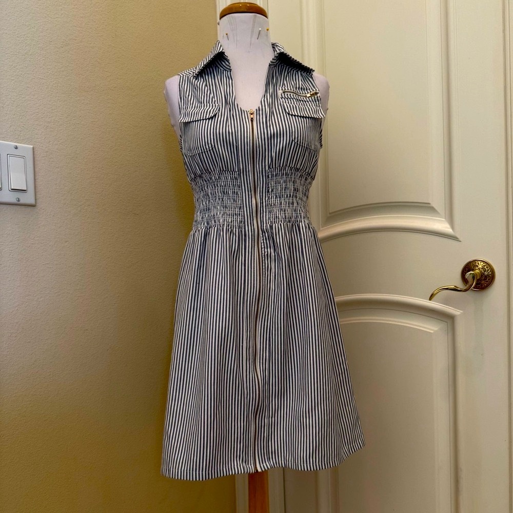Striped gray and white Sleeveless Dress